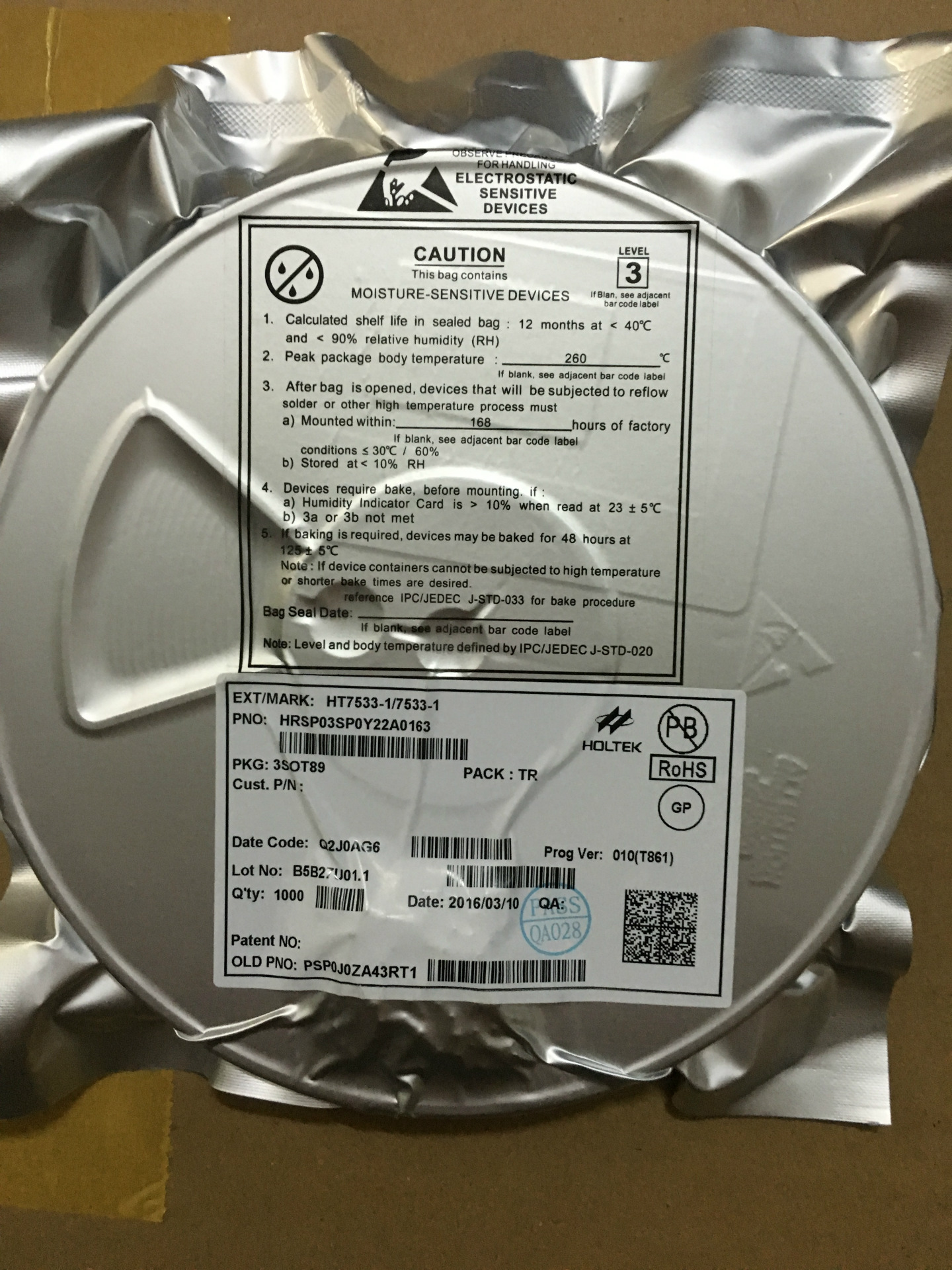 稳压芯片ht7533-1 sot89合泰原装现货稳压管