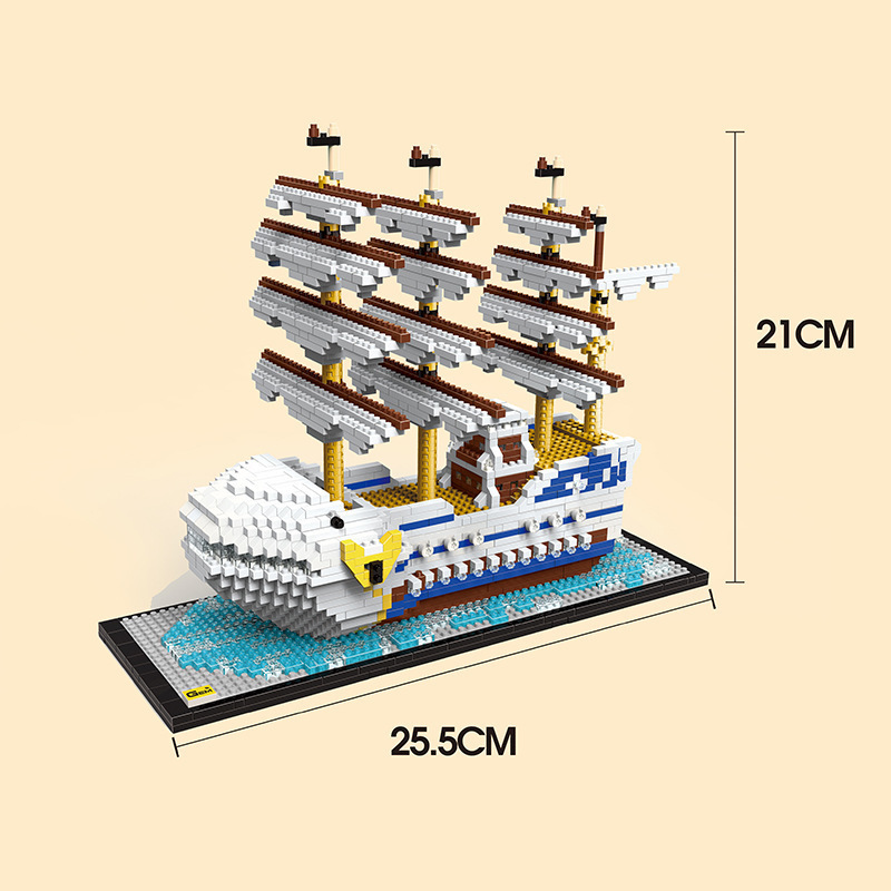 gem船微钻石积木g834 白胡子莫比迪克号小颗粒玩具批发