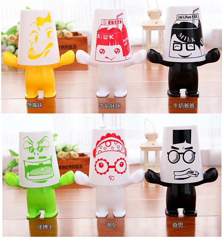 厂家直销爱情大力士创意牙刷架漱口杯牙膏组合套装印制广告logo