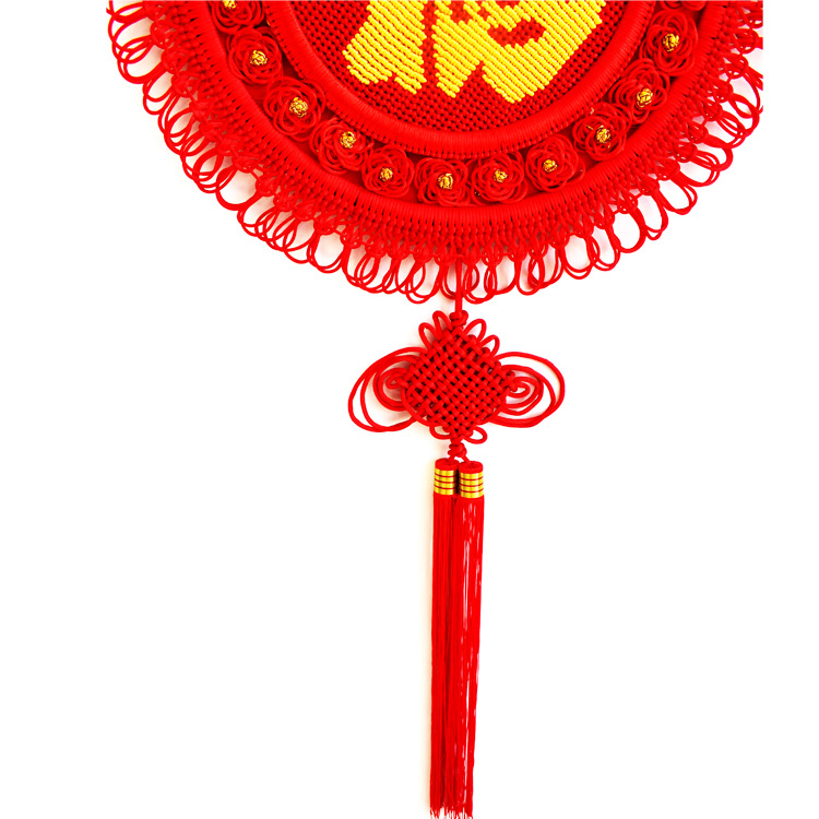 中国结圆形高档大号福字中国结纯手工编织特色客厅挂件送礼乔迁