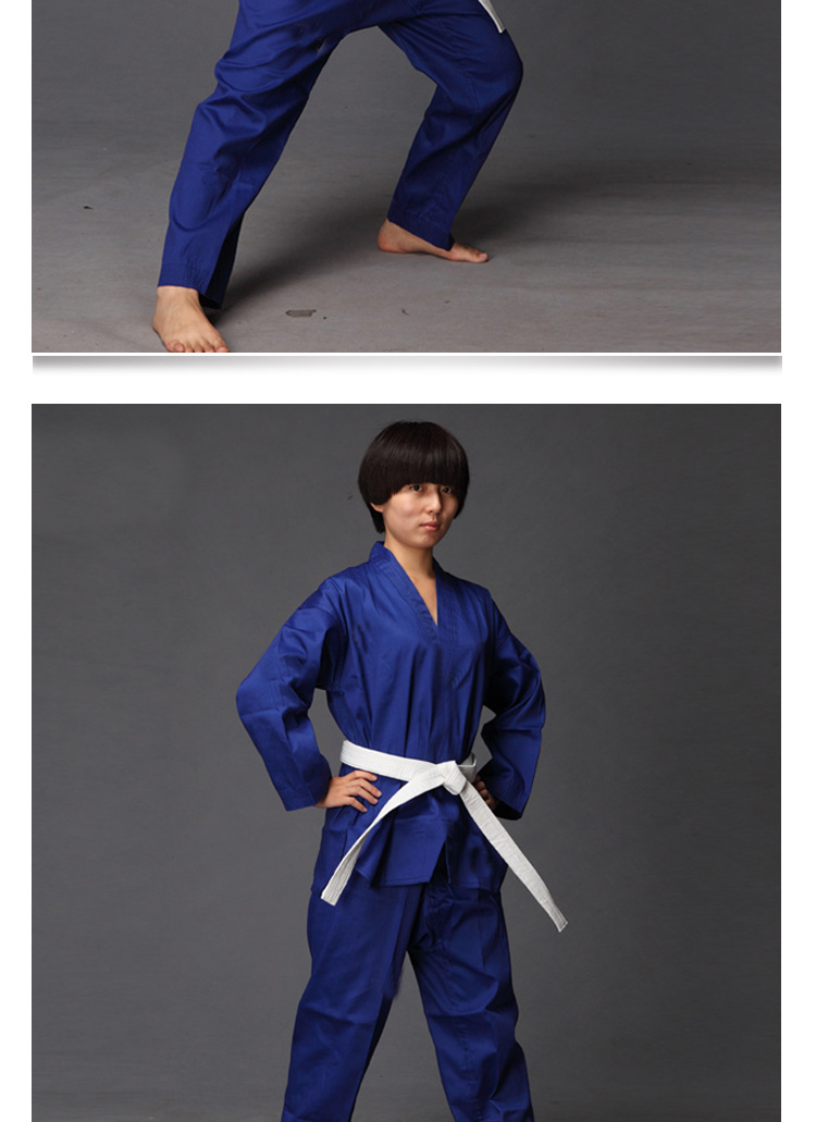 儿童成人跆拳道服装蓝色黑色红色道服教练服优质网文亮领设计