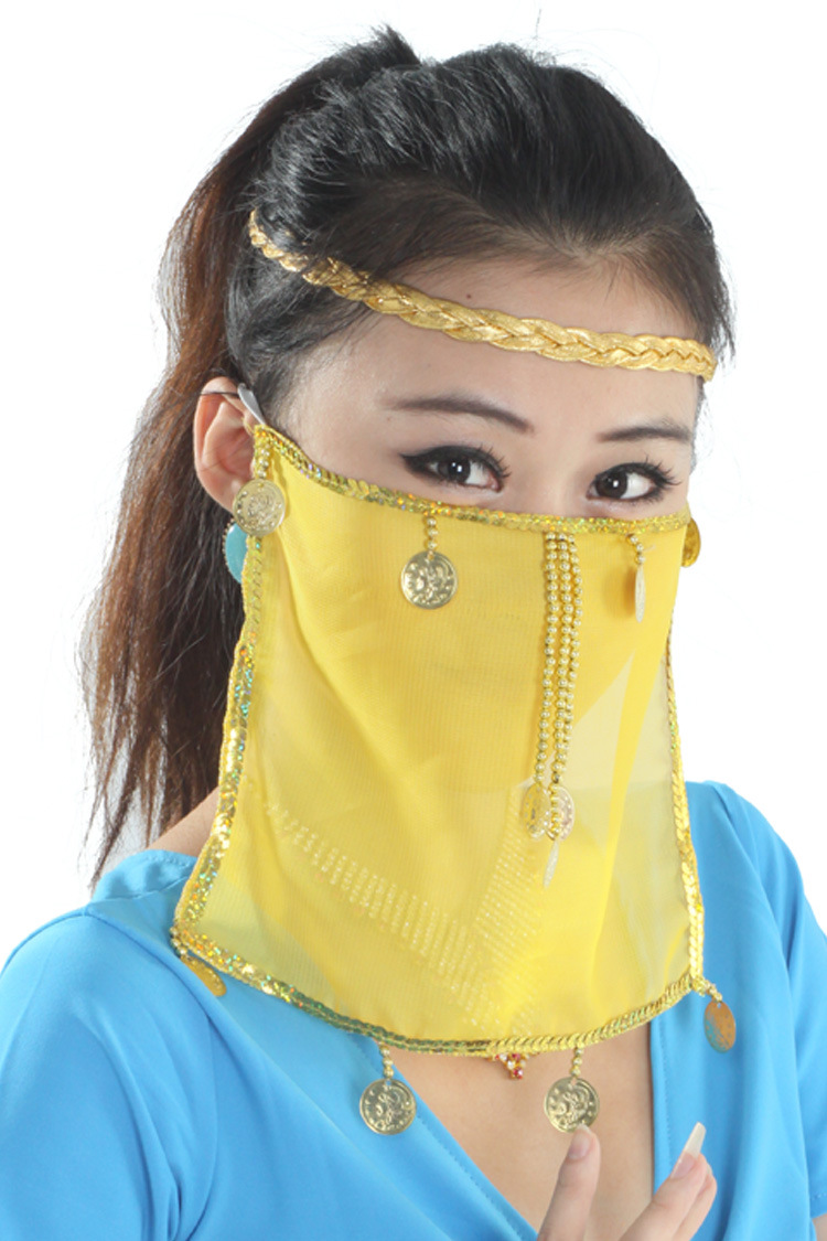 奥丁娜蕾 肚皮舞面纱表演练习面纱印度风演出面纱亮片舞蹈面纱女