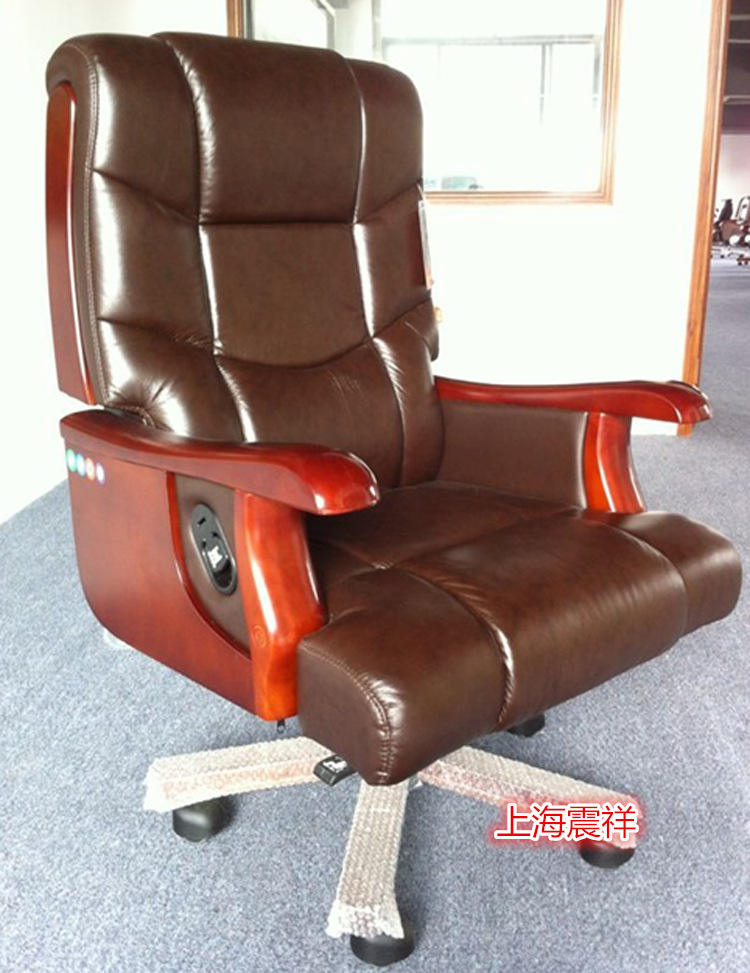 厂家直销牛皮实木大班椅高档老板办公椅 可躺升降实木油漆老板椅