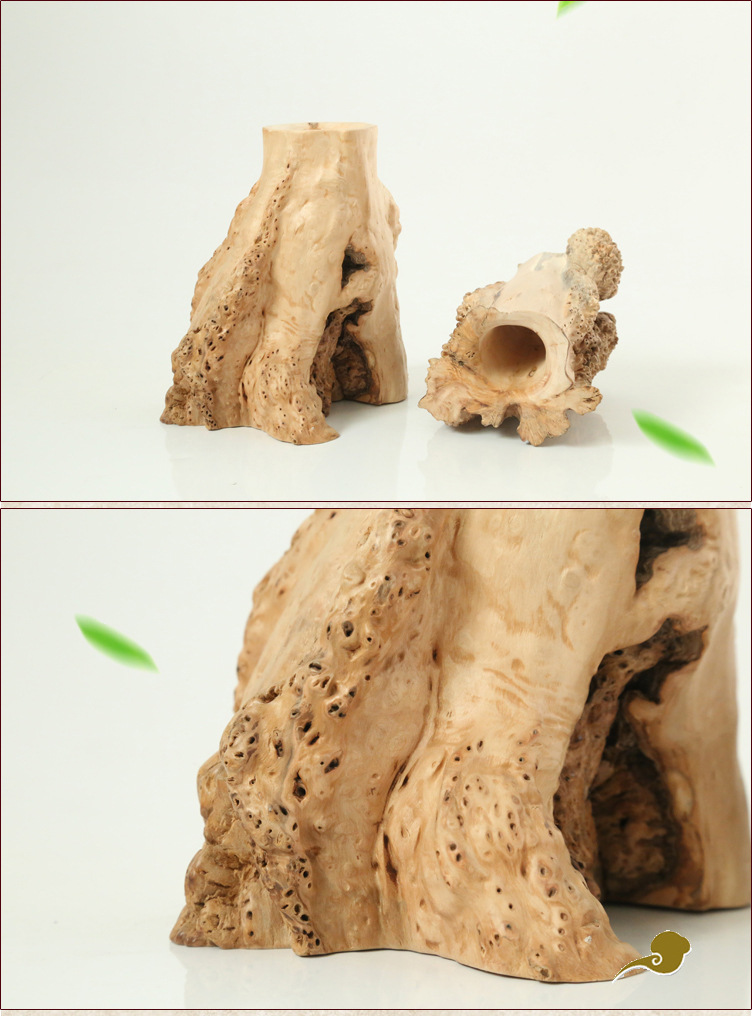 泰山柳木瘿木树瘤随形笔筒 造型独特 原生态满瘤花木制工艺品