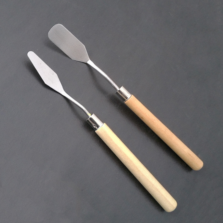 油画刀调色刀水粉刮刀颜料挑刀绘画工具美术用品木柄平头铲刀