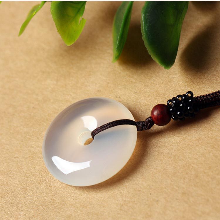 直销玉石巴西冰种玛瑙玉髓平安扣男女玉器吊坠情侣款项链挂件