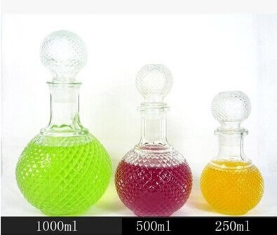 出口玻璃瓶 高档钻石圆球酒瓶 250-1000ml红酒瓶 葡萄酒瓶 分酒器