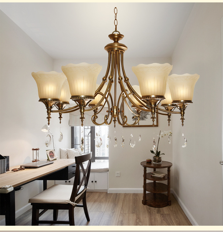 led玻璃白炽灯 手工铁艺灯体吊灯 美式乡村客厅书房餐厅酒店吊灯