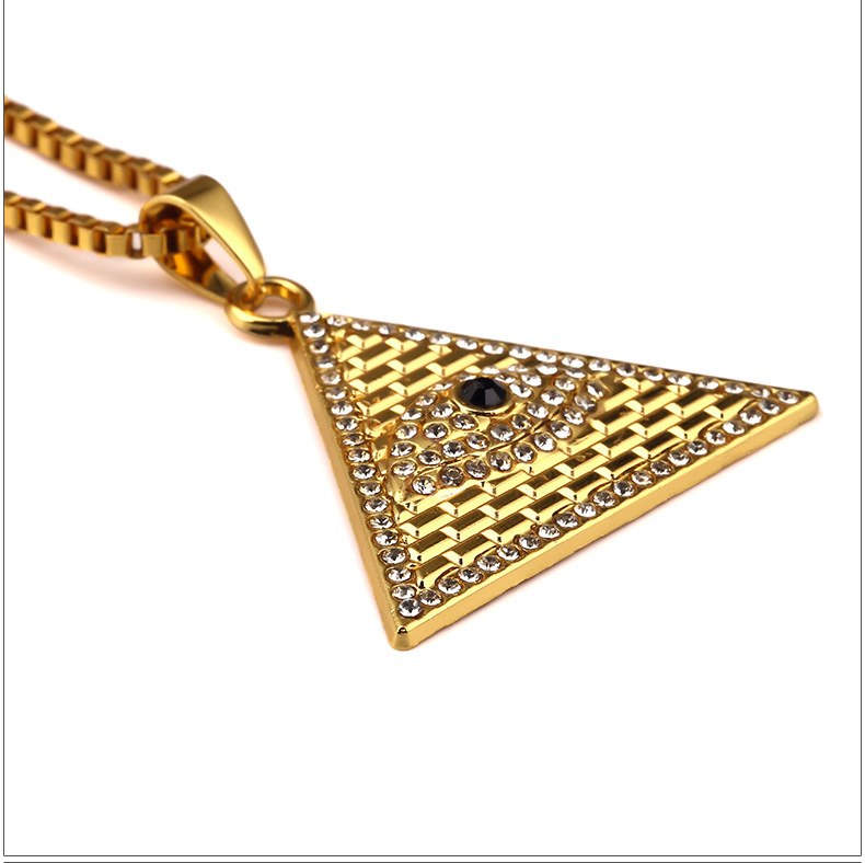 eye of horus pyramid荷鲁斯之眼金字塔嘻哈项链吊坠 18k真金电镀