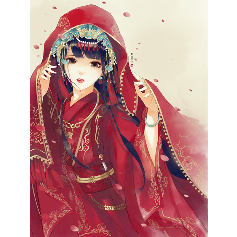 钻石画diy红色嫁衣 2.8尖顶圆满钻绣 客厅装饰 新款图片厂家定做