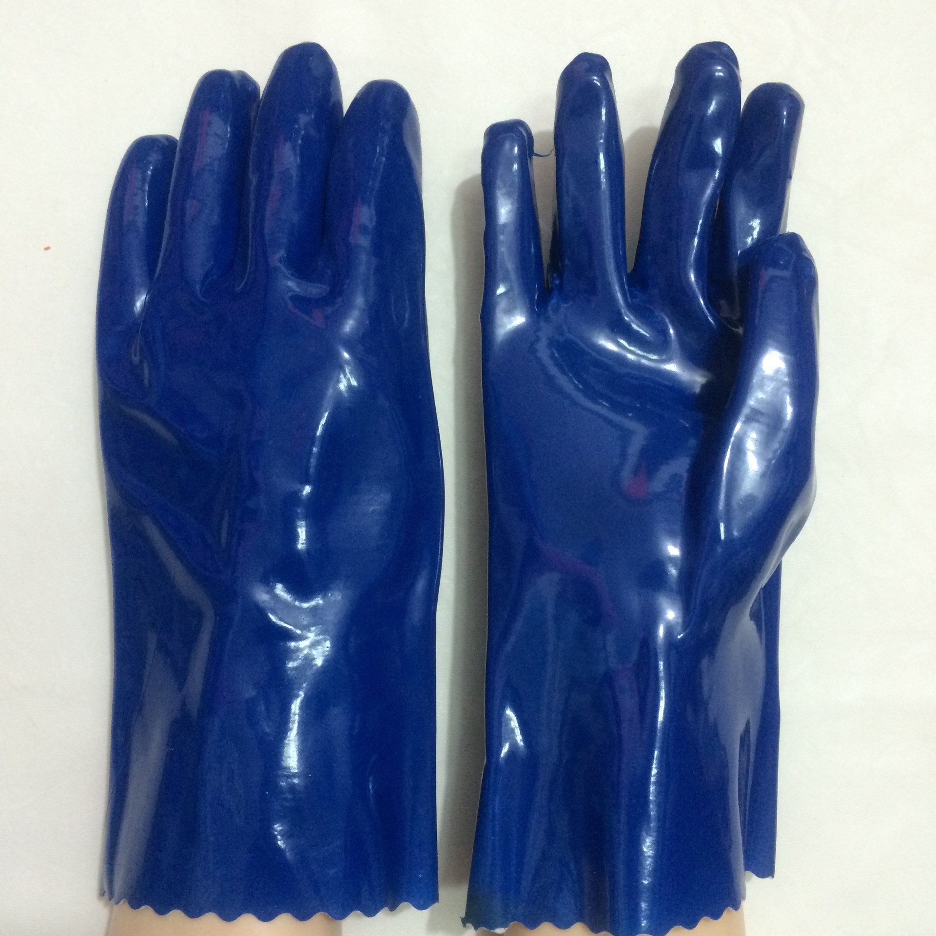 超月蓝浸塑 棉毛浸塑耐酸碱手套 耐油手套