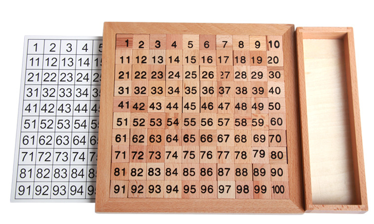 蒙特梭利1-100连续数板教具儿童数字认知益智早教启蒙百数板玩具
