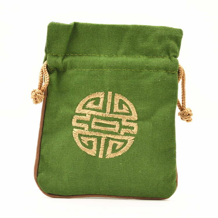 麻布袋 锦囊茶叶系口珠宝首饰袋 复古福字双面刺绣佛珠盘神器