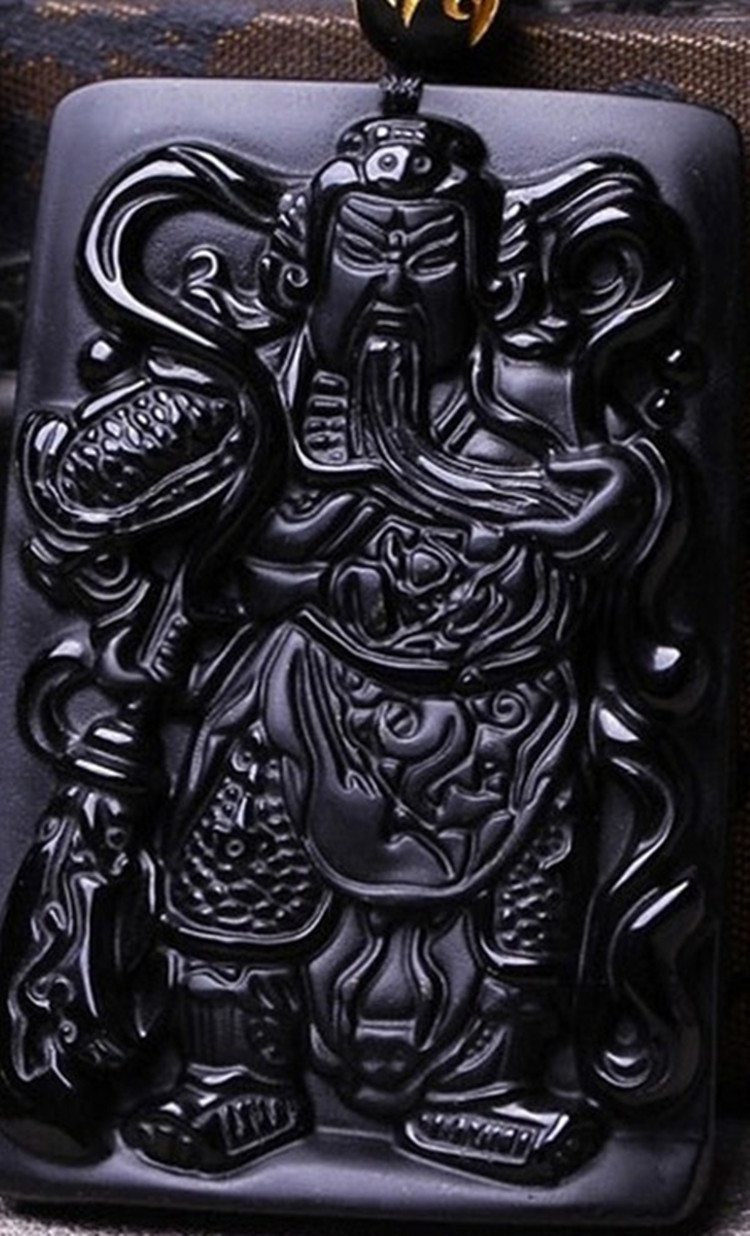 天然正品黑耀石吊坠 特价批发正品墨西哥黑曜石关公挂件厂家批发