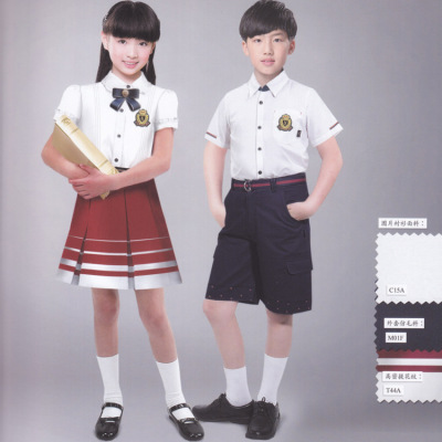 童装2019夏季新纯棉短袖衬衫套装幼儿园园服夏装毕业服小学生校服