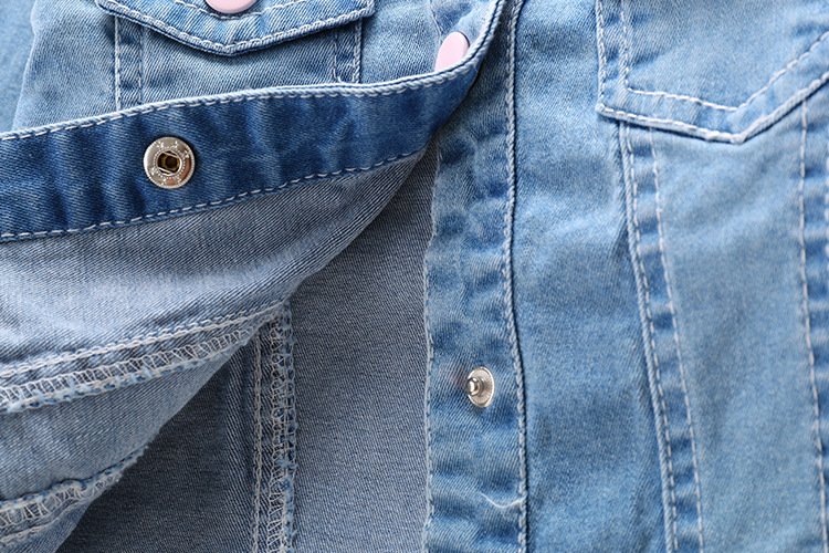 2016春款童装 女童砂洗牛仔外套 手订花短款儿童宝宝长袖夹克开衫