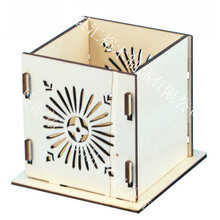 曹县厂家定做雕刻可组装黑边创意笔筒盒外贸明信片木盒