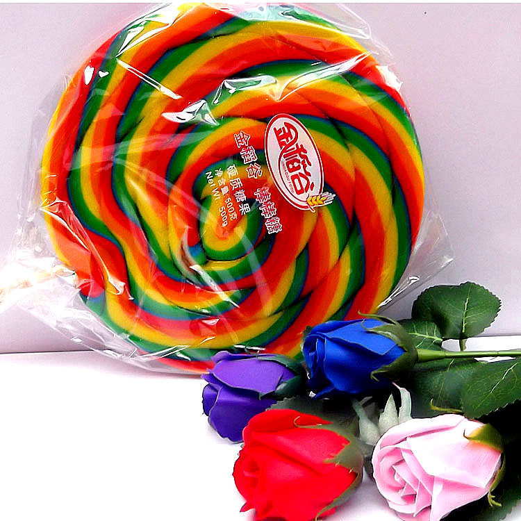 超大500克金稻谷五彩棒棒糖批发 功夫糖波板糖创意礼物美味零食
