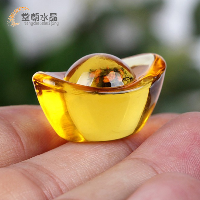水晶元宝摆件金黄元宝家居装饰开业婚庆礼品玻璃制品淘宝赠品批发