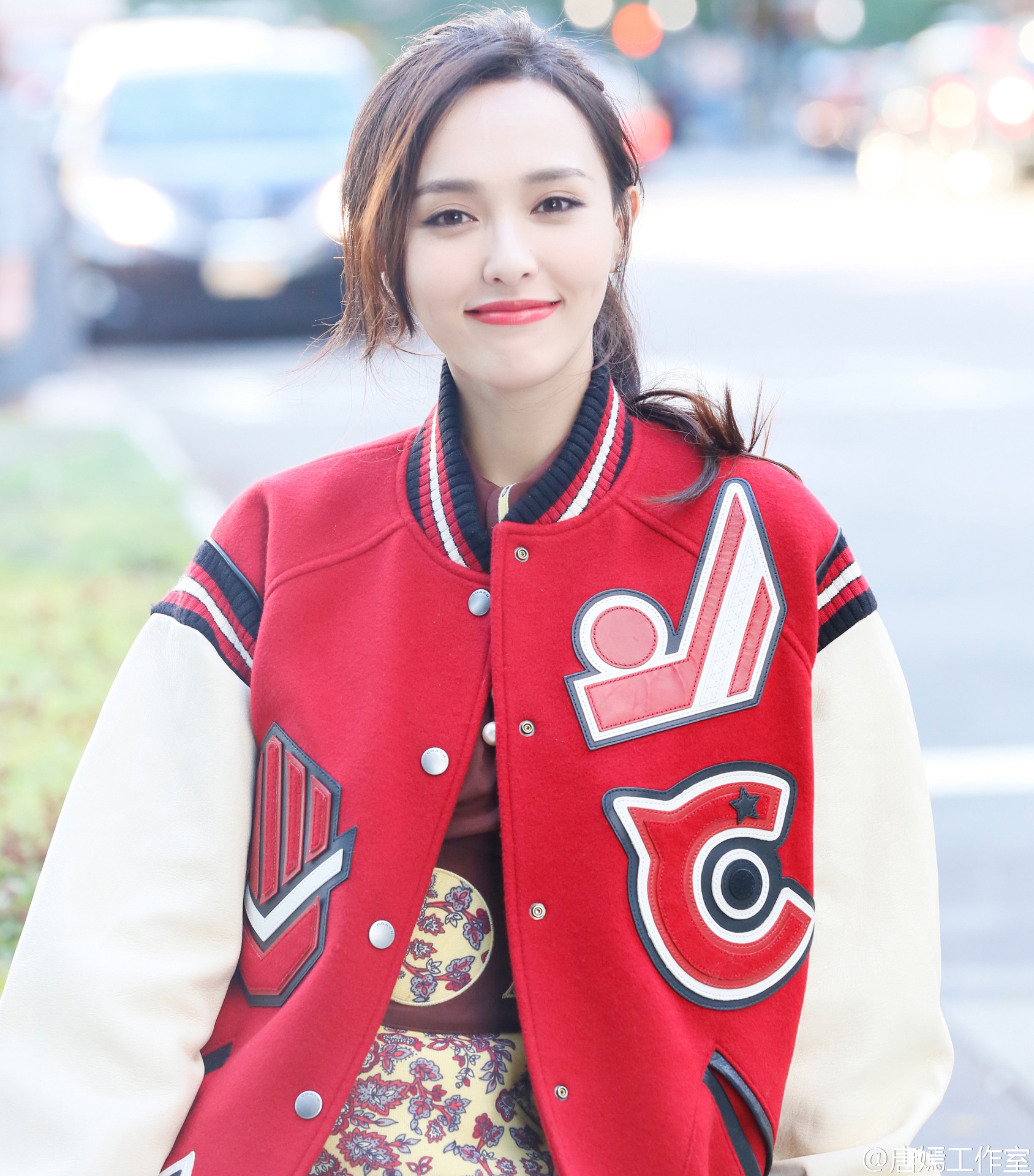 纽约时装周唐嫣同款红色字母印花贴布夹克棒球服短外套女2016秋冬