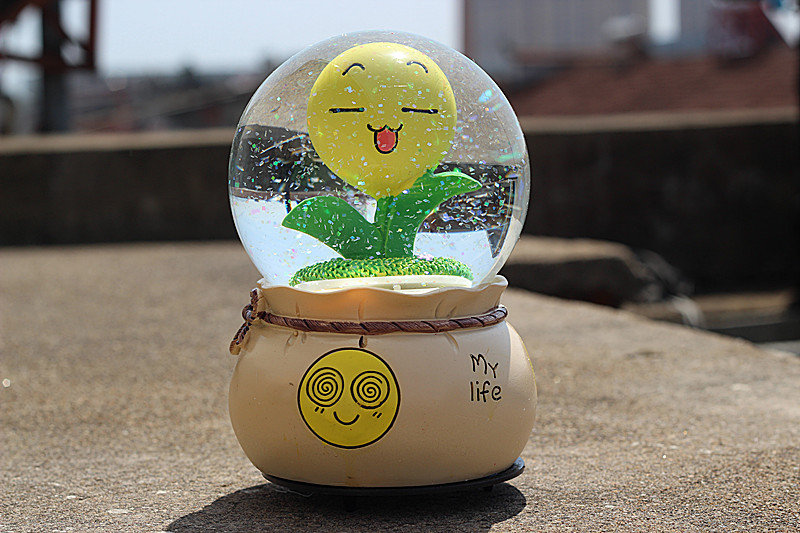 大号旋转水晶球向日葵太阳花音乐盒八音盒创