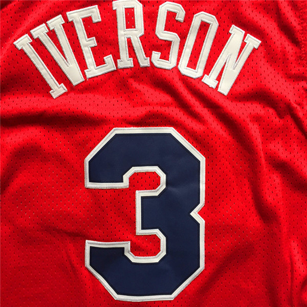 nba篮球球衣 76人队 艾弗森3号 雪城民族版刺绣 nba艾弗森篮球服