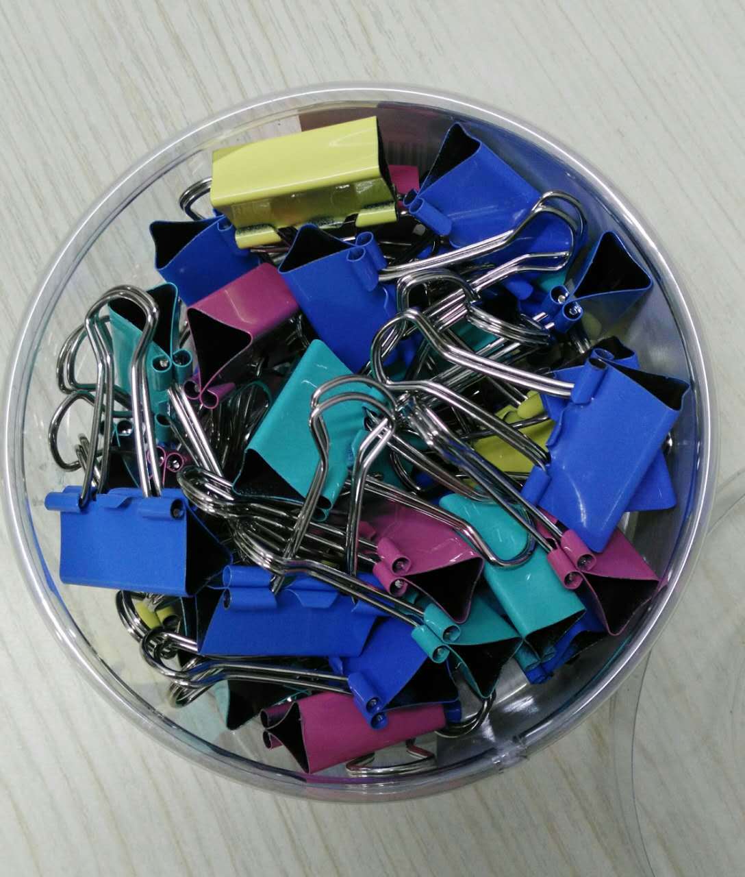 19mm每盒彩色长尾夹铁夹票夹桶装大中小号燕尾夹北京发货彩色夹子