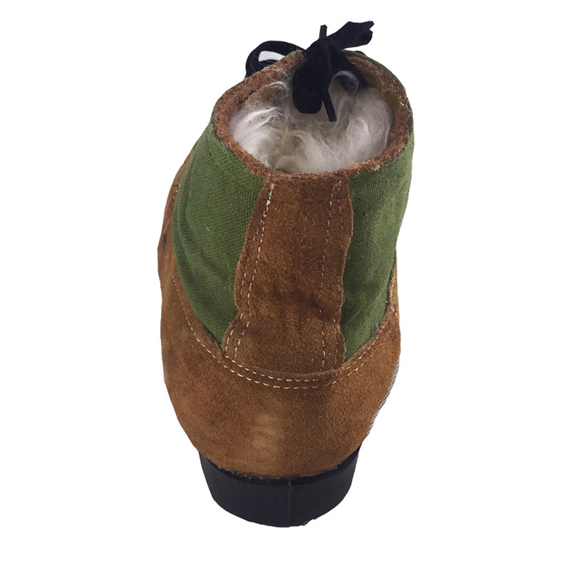 冬季老式大头皮鞋中老年男士雪地靴羊毛皮鞋防寒保暖工作迷彩靴