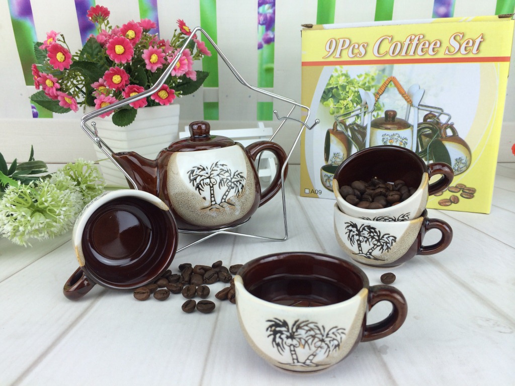 New Ceramic Cup and Pot Five-Pointed Star Coffee Tea Set Creative Gift Promotion Tea Set Suit 10 Yuan Store Goods