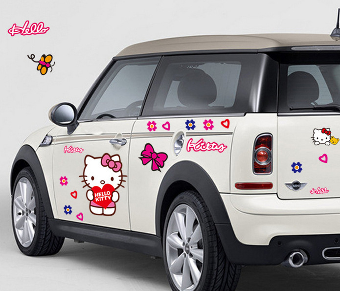 hellokitty汽车贴纸卡通贴画儿童房间幼儿园卧室墙贴7131凯蒂猫
