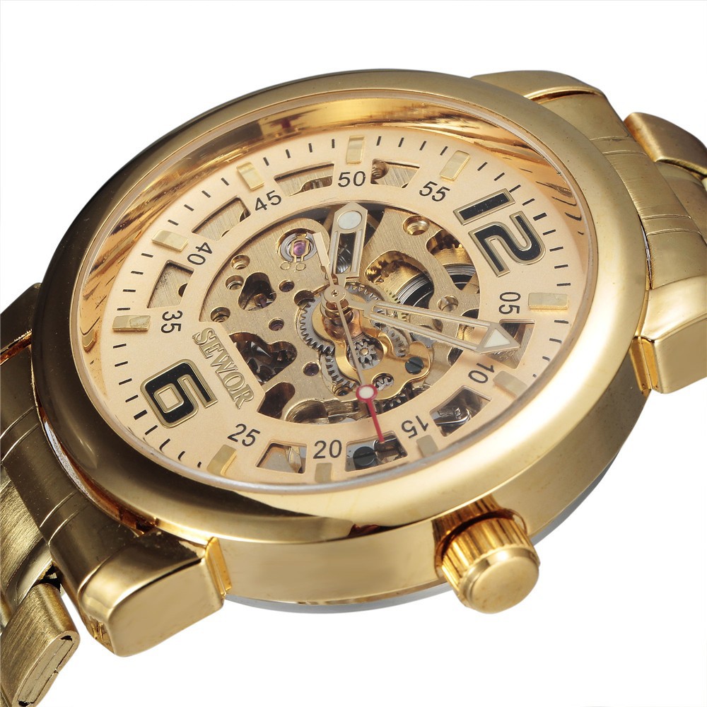 sewor机械表 精钢商务男士手表 自动机芯夜光表