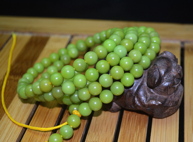 天然108颗 绿菩提根圆珠手串正圆苹果圆桶珠菩提子佛珠 手链批发