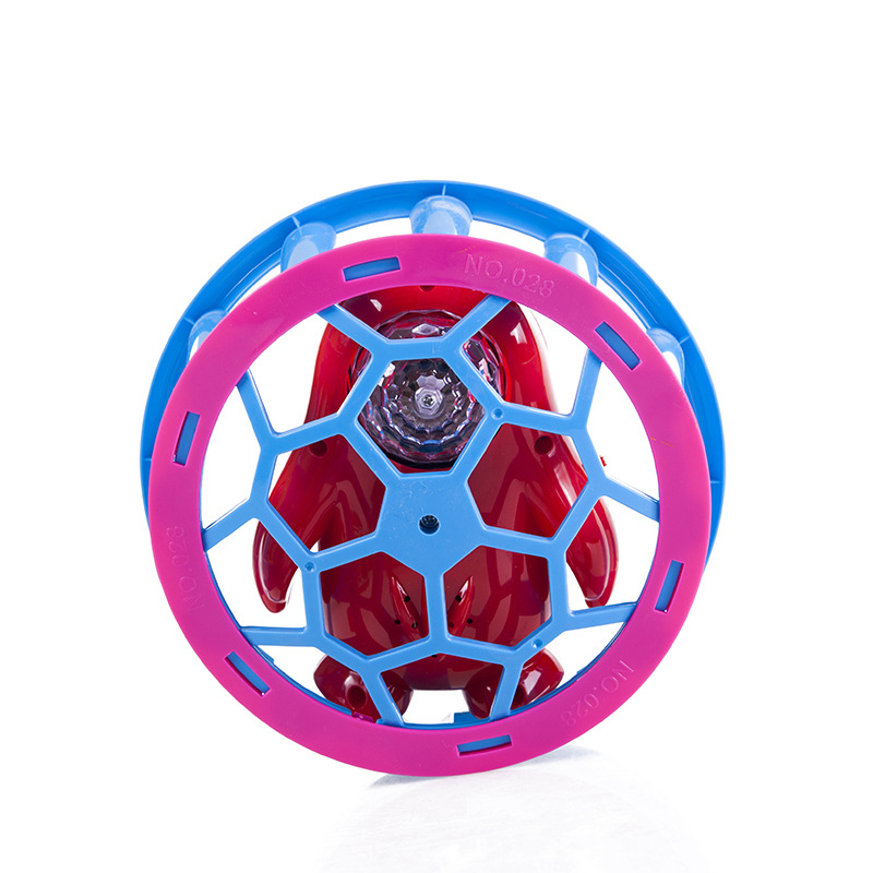 新款儿童电动闪光转轮玩具小黄鸟炫彩旋转灯光音乐滚动可转圈玩具