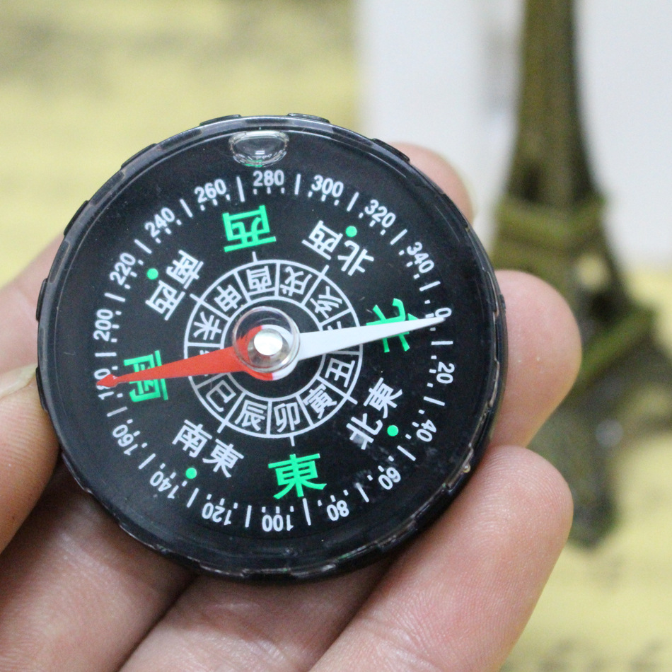 罗盘中文指南针高档环保塑料圆型便携式指北针批发特价司南