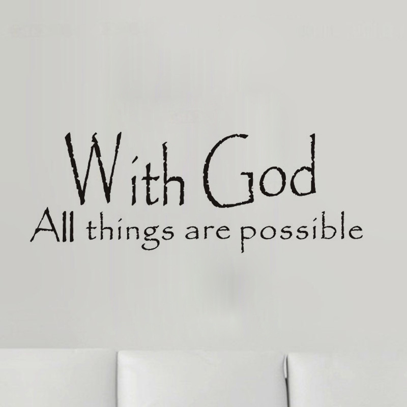 英文墙贴 with god 客厅卧室装饰贴纸pvc可移除