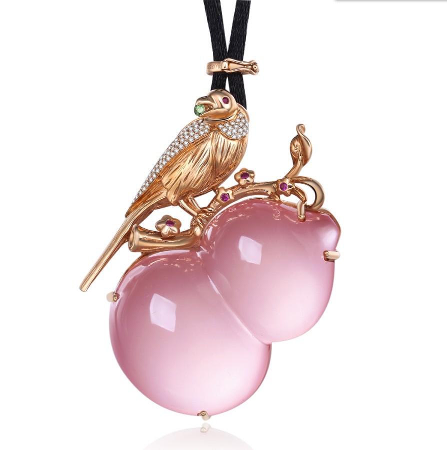 雅度珠宝 厂家直销 18k金芙蓉石吊坠 天然彩宝裸石批发工厂直销