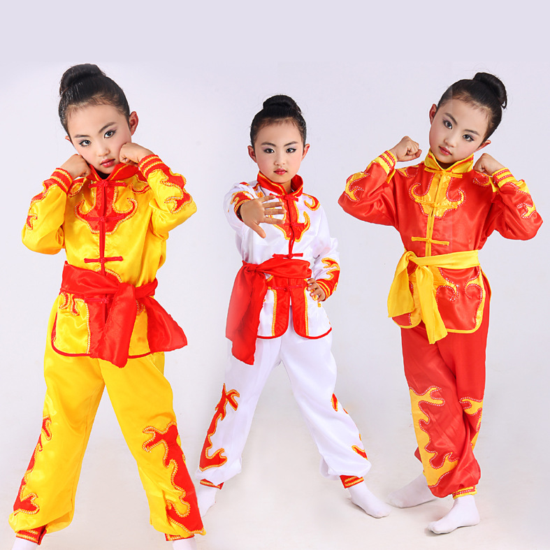 新款儿童武术表演服装男女童练功夫儿童龙图武打衫幼儿民族演出服