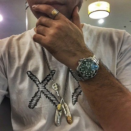 余文乐同款goros潮牌复古羽毛项链短款