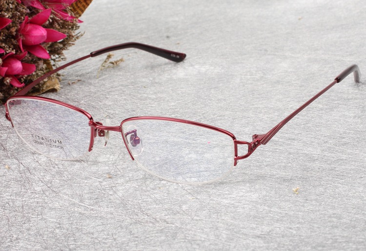 厂家批发纯钛眼镜框女款53中框轻眼镜休闲半框钛镜架9980