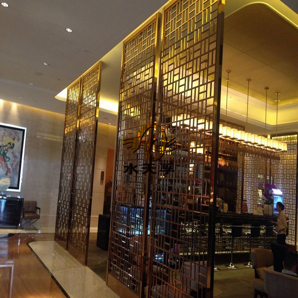 高档大堂方格不锈钢隔断 (2)