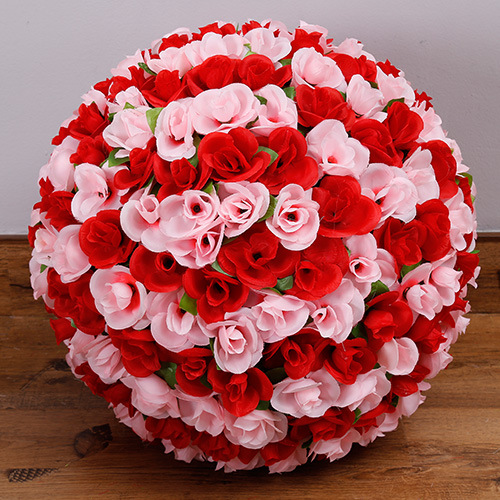 送挂勾挂绳仿真花球带叶 加密玫瑰花球 婚庆绢花装饰商场花球挂饰