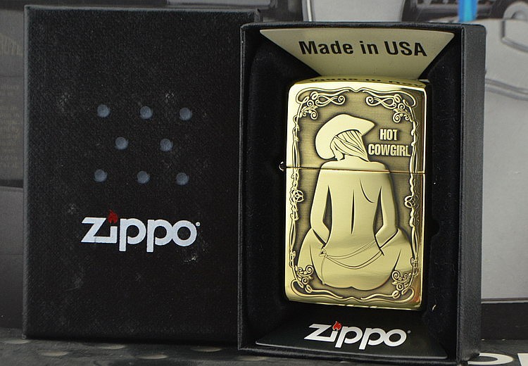 正品zippo 纯铜/古银精雕 性感不羁 牛仔女郎