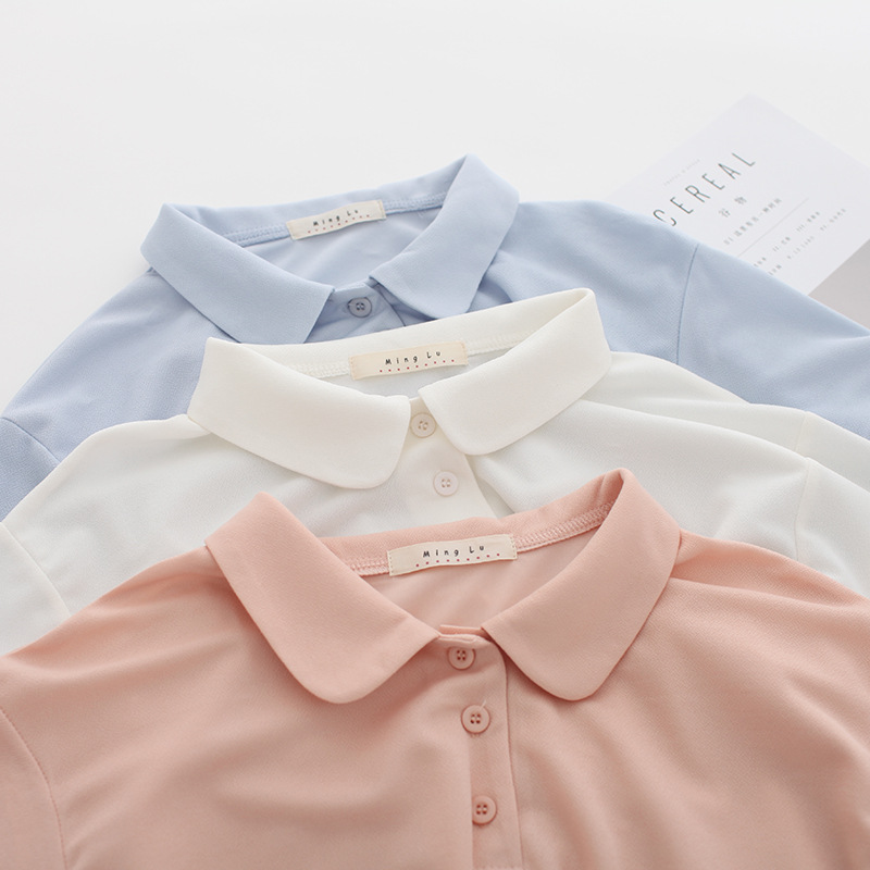 新款好品质元宝领百搭宽松t恤女