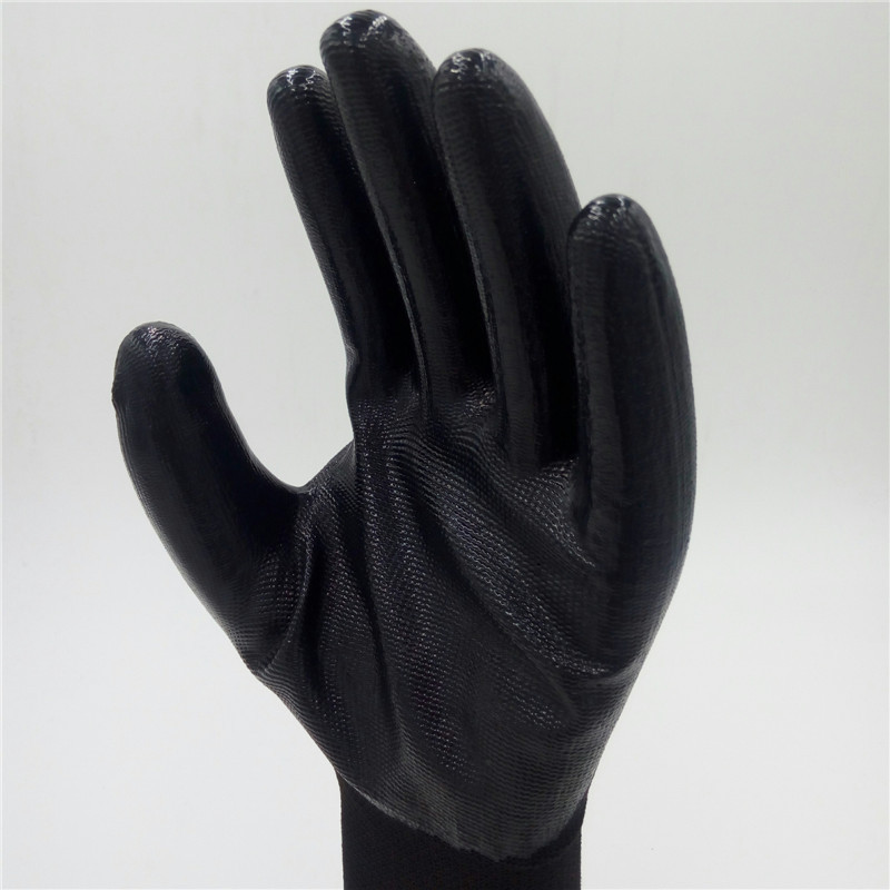 帅龙13针黑色尼龙丁胶劳保防护手套防滑耐磨厂家直销浸胶挂胶手套