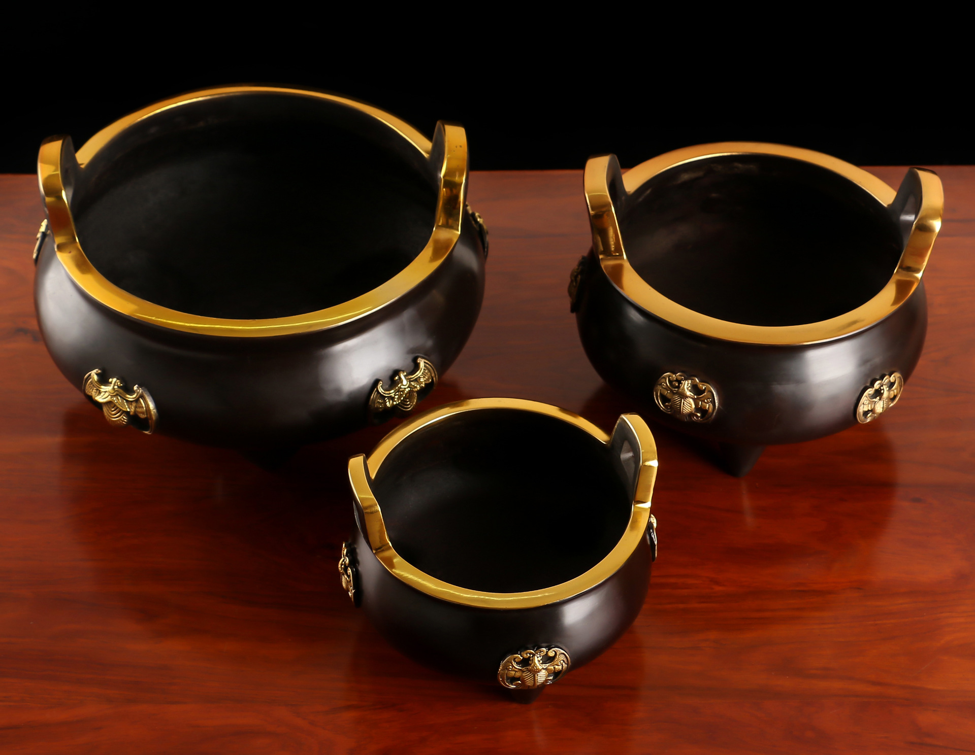 圆通佛具佛教用品厂家直销 全铜仿古 圆形炉 蝙蝠炉 香炉