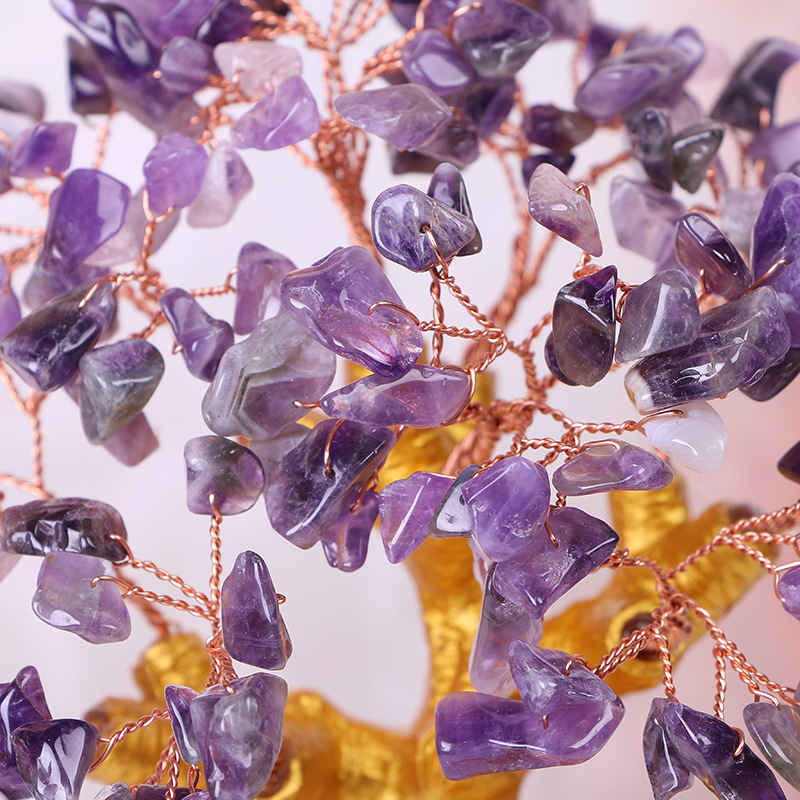 黄水晶紫水晶发财树摆件大号 家庭家居客厅装饰品招财摆件