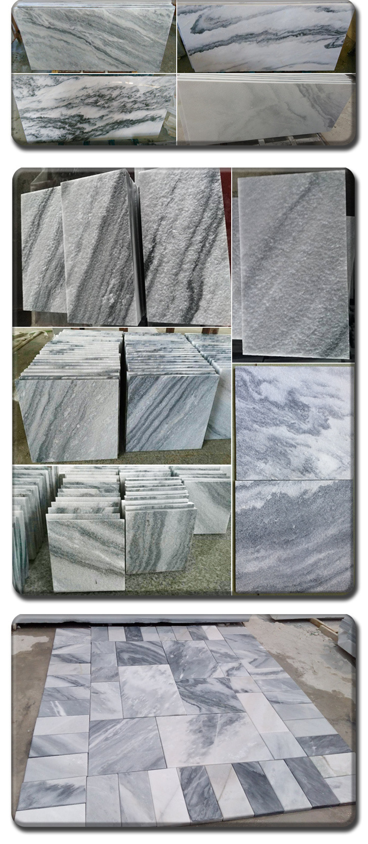 厂家直销灰白色天然大理石幻彩灰云雾白云灰山水画墙石