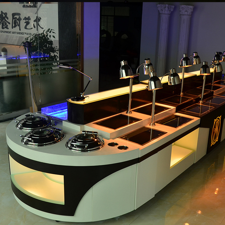 专业设计 海鲜刺身冰槽餐台 餐厨艺术自助餐设备 设计自助餐台