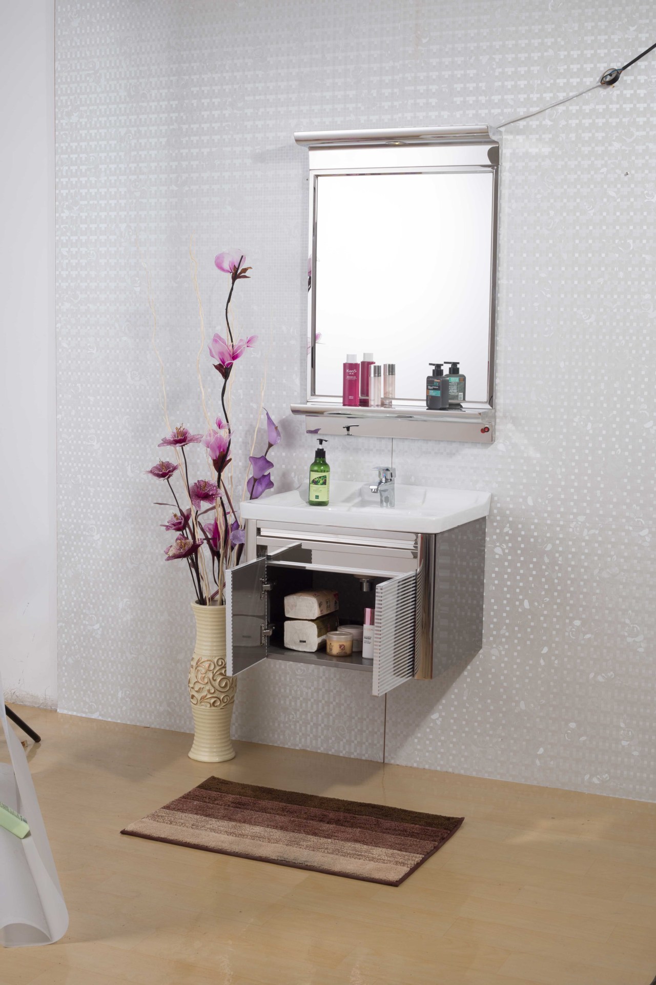 浴室柜组合 中式浴室柜 浴柜 不锈钢浴室柜 台上盆浴室柜批发