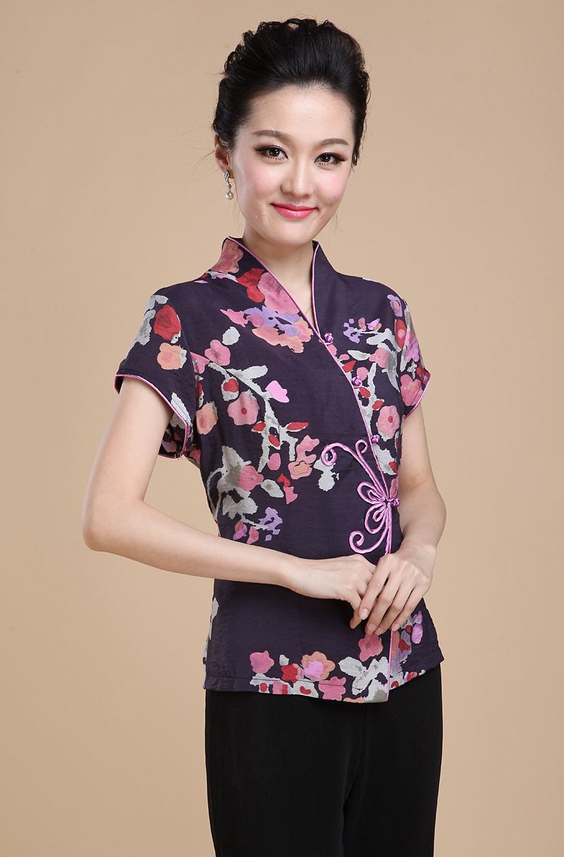 新款汉服唐装女夏装短袖上衣中式改良旗袍时尚妈妈装女士唐装